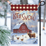 Let It Snow Red Barn Garden Flag