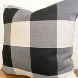 Black & White Large Buffalo Plaid Pillow Cover Closeup 18 by 18 inch