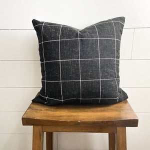 Black Window Pane with White Grid Pillow Cover 18x18 inch