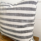 Gray and White Medium Stripe Woven Pillow Cover 18x18 inch Closeup