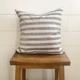 Gray and White Medium Stripe Woven Pillow Cover 18x18 inch Stool