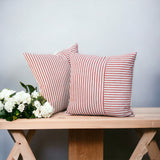 Red Ticking Pillow Cover 18x18 inch