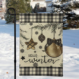 Hello Winter Ornaments Garden Flag