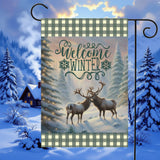 Welcome Winter Reindeer Garden Flag