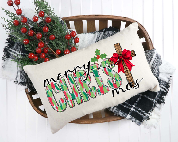 Merry Christ-Mas Pillow Cover 12x20