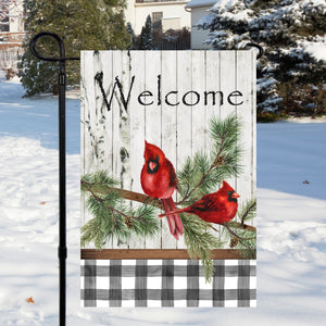 Welcome Red Cardinal Garden Flag 12x18 inch