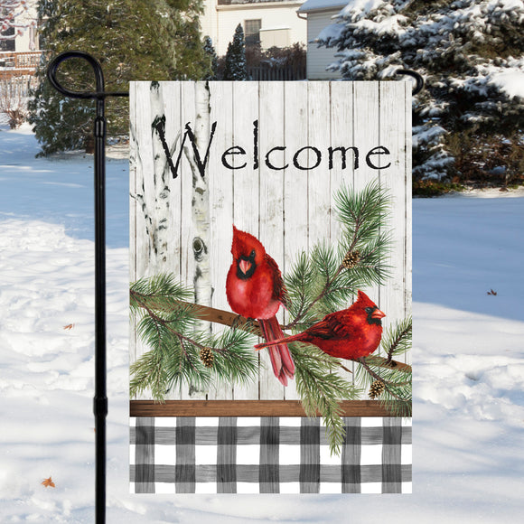 Welcome Red Cardinal Garden Flag 12x18 inch
