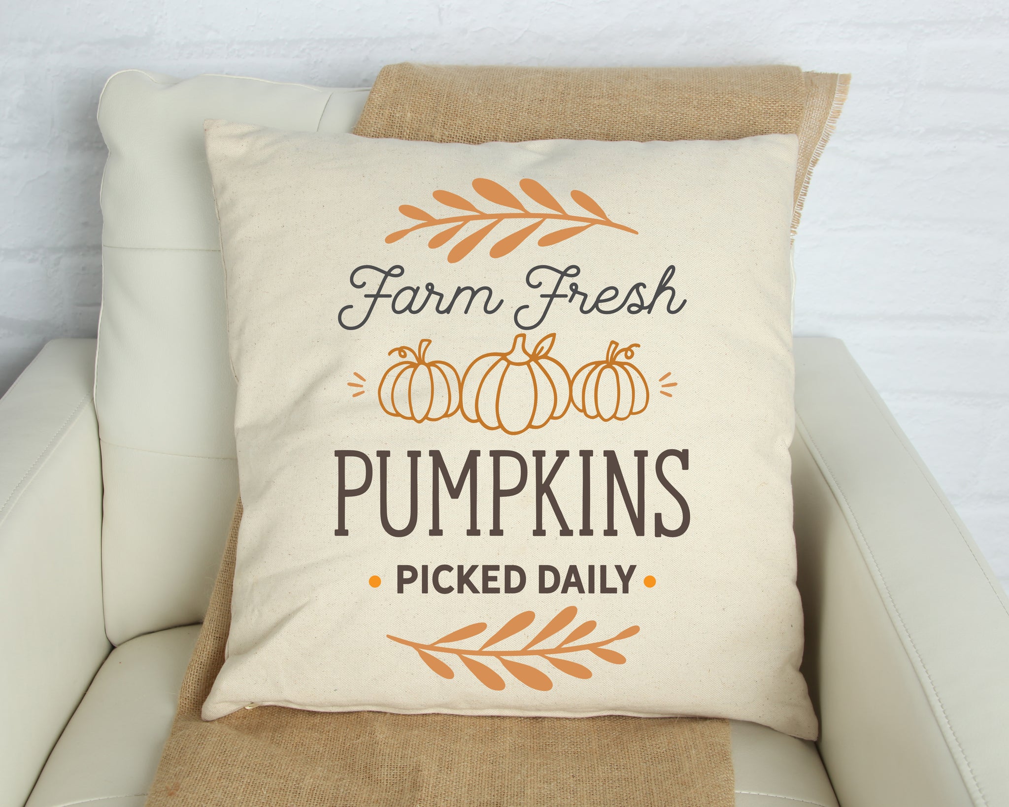 Picked Daily Farm Fresh Pumpkin Pillow Cover 18x18 inch – Cotton
