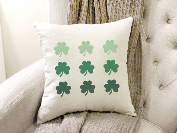 9 Shamrocks- 18x18 inch St Patrick's Day Pillow Cover