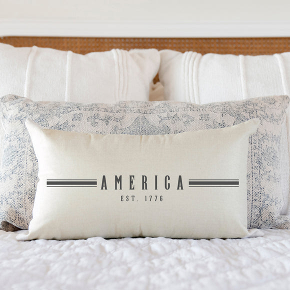 America with Stripes- Summer Pillow Cover 12x20 inch