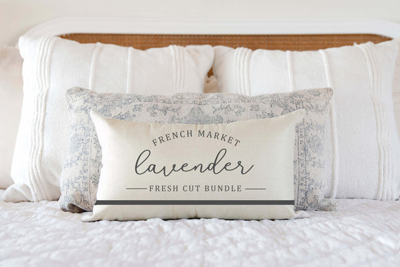 Decorative Pillow Cover French Market Lavender Arranged on Bed