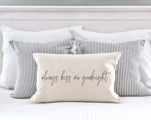 Always kiss me goodnight Valentine's Day Decorative Throw Pillow Cover 12x20 inch
