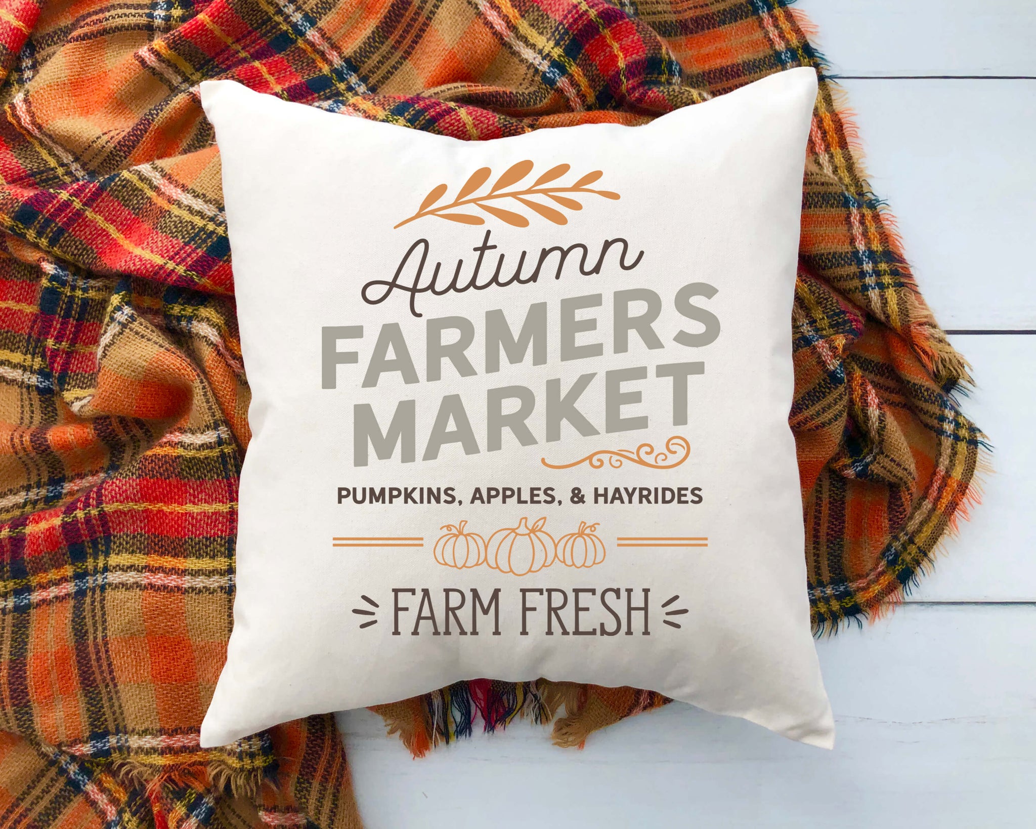 Fall Decorative Pillow Cover- Autumn Farmers Market 18x18 inch – Cotton and  Crate