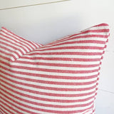 Candy Cane Striped Pillow Cover Closeup 18 by 18 inches 