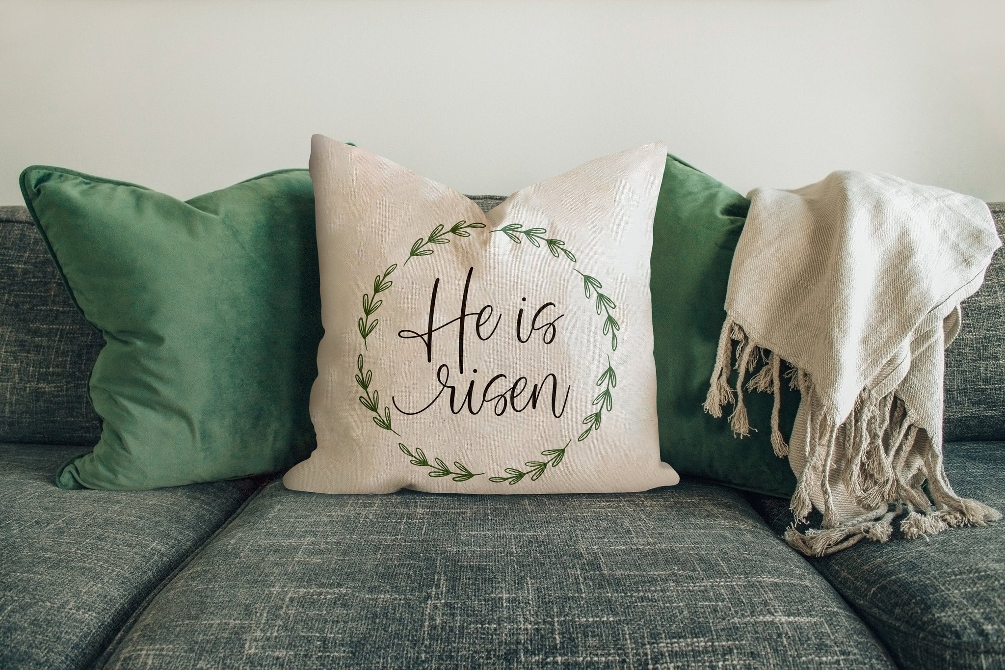 He is Risen Spring Decorative Pillow Cover 18x18 inch Cotton