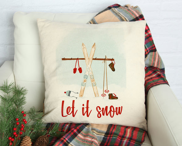 Let it snow- with skis- 18x18 inch pillow cover #15