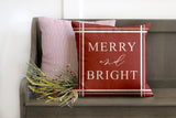Merry and Bright- Rustic Red Background- 18x18 inch pillow cover #23