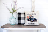 Farm Fresh Flowers Truck #4 Spring Pillow Cover 18x18 inch
