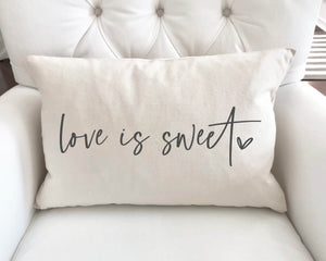 Love Is Sweet Valentine's Day Decorative Farmhouse Throw Pillow Cover 12x20
