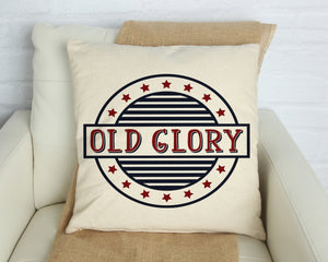 Old Glory, 4th of July Decorative Pillow Cover displayed on chair